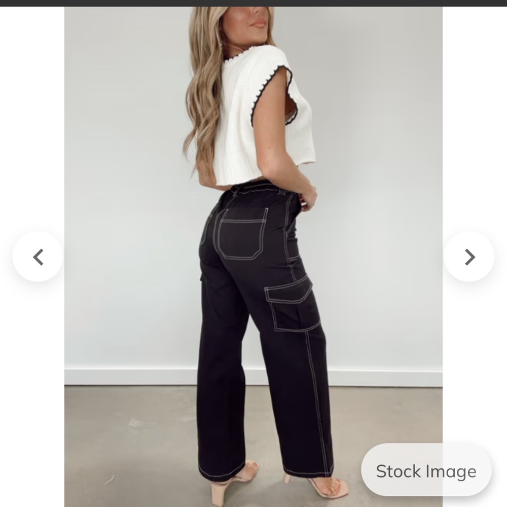 Black Cargo Style Pants - Picture 2 of 3